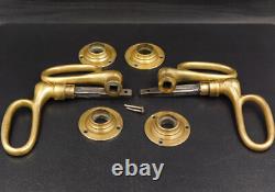 8mm, 2 Anciennes Paires de Poignées Ciseaux Bronze Massif, Porte, Époque Empire