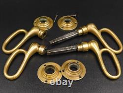 8mm, 2 Anciennes Paires de Poignées Ciseaux Bronze Massif, Porte, Époque Empire