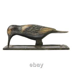 Ancien Bronze Oiseau Porte Heurtoir Avec Patine Porte Cloche