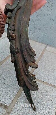 Ancien Grand élément décoration / ornement, en bronze pour meuble, Chut pied