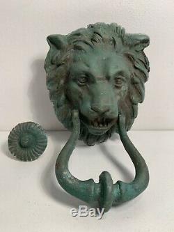Ancien Heurtoir de porte tete de Lion en bronze ou laiton