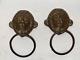 Ancien Indien Ethnique Laiton Paire De Porte Heurtoir Lion Tête Forme Collection