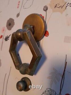 Ancien gros heurtoir de porte poignée de porte à clenche en BRONZE poids 985 g