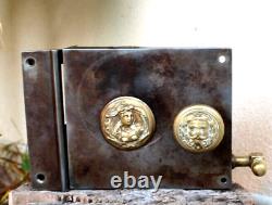 Ancien grosse serrure g. C. En fer et bronze décoré