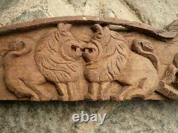 Ancien linteau indien sculpté animaux