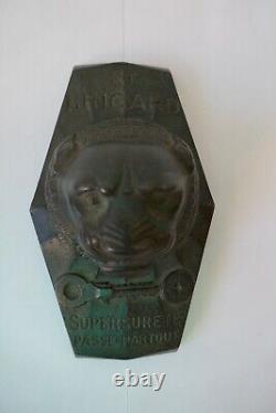 Ancien presse papier bronze publicitaire Bricard serrure clé cadenas coffre fort
