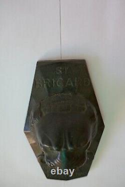 Ancien presse papier bronze publicitaire Bricard serrure clé cadenas coffre fort