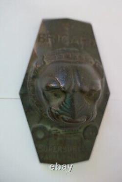 Ancien presse papier bronze publicitaire Bricard serrure clé cadenas coffre fort