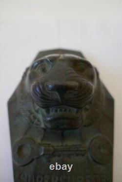 Ancien presse papier bronze publicitaire Bricard serrure clé cadenas coffre fort