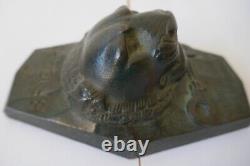 Ancien presse papier bronze publicitaire Bricard serrure clé cadenas coffre fort