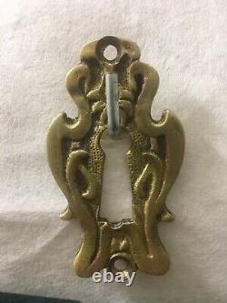 Ancienne Authentique Poignée De Porte Bronze Complète XIX ème / Feuille Acanthe