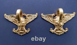 Ancienne paire d'embrasse en bronze style Empire col de cygne, 9 cm large, 7 cm