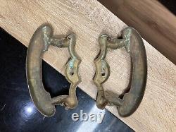 Ancienne paire de poignée de porte avec trou pour clé vintage Bronze vintage