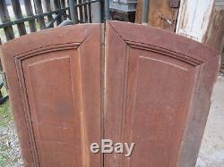 Ancienne paire de porte meuble en bois chêne arrondie église chapelle