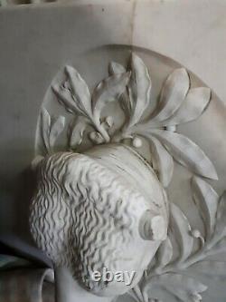 Ancienne plaque de boucherie tête de veau marbre carrare fin XIXe métier biaude
