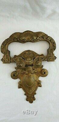 Ancienne poignée de porte, bronze, décor forme cur