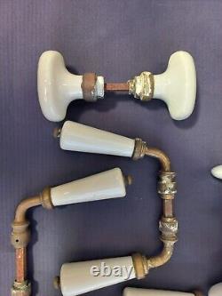 Ancienne poignée de porte porcelaine lot 6 paires poignées vers 1920