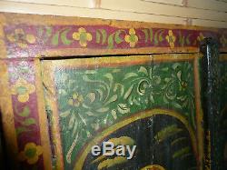 Ancienne porte indienne peinte 55 x 60cm