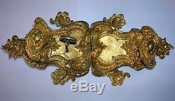 Ancienne serrure bronze doré poignée porte gache chateau maison maitre