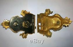 Ancienne serrure bronze doré poignée porte gache chateau maison maitre