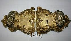 Ancienne serrure en bronze poignée porte fenetre deco chateau maison maitre