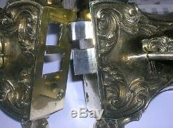 Ancienne serrure en bronze poignée porte fenetre deco chateau maison maitre
