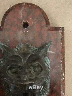 Ancienne sonnette de porte en bronze, heurtoir lion marbre Allemand