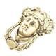 Antique Fait Main Vintage En Laiton Poignée De Porte Tête De Femme Sonnette