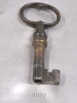 Antique Serrure 2 Point Fer Forge Bronze Porte Meuble Empire Restauration