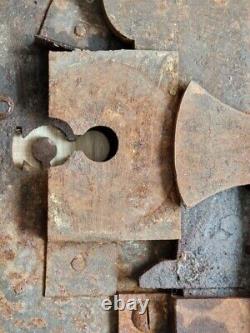 Antique énorme serrure verrou targette clenche cadenas porte fer forgé métal
