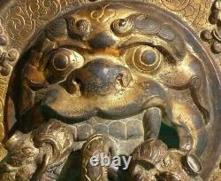 Art asiatique Poignee de porte en bronze du Tibet fin XXème