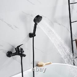 Auralum Mitigeur Baignoire Noir Robinet Baignoire avec Douchette Support et F