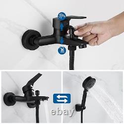 Auralum Mitigeur Baignoire Noir Robinet Baignoire avec Douchette Support et F