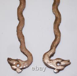 -BELLES ENTREES de SERRURE FER Forgé XVIIIe Têtes de COQ déco Meuble ancien D