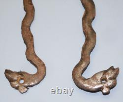-BELLES ENTREES de SERRURE FER Forgé XVIIIe Têtes de COQ déco Meuble ancien D