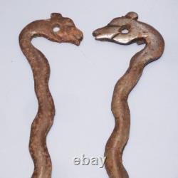 -BELLES ENTREES de SERRURE FER Forgé XVIIIe Têtes de COQ déco Meuble ancien D