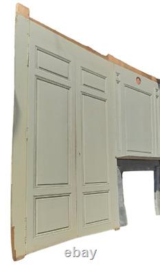 Boiserie XIX° 2x2 portes trumeau cheminée marbre H252xL4m wall woodwork doors