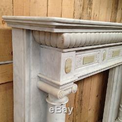 Cheminée à colonnes d'etachées marbre carrare plaquette en onyx XIX siècle