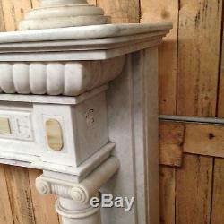 Cheminée à colonnes d'etachées marbre carrare plaquette en onyx XIX siècle