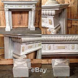 Cheminée à colonnes d'etachées marbre carrare plaquette en onyx XIX siècle