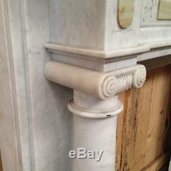 Cheminée à colonnes d'etachées marbre carrare plaquette en onyx XIX siècle
