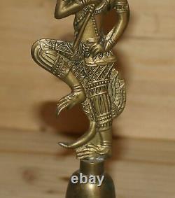 Cloche de figurine de divinité hindoue en laiton faite à la main vintage