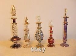 Collection De 5 Pochettes A Parfum Anciennes En Verre Souffle Egyptien