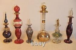 Collection De 6 Pochettes A Parfum Anciennes En Verre Souffle Egyptien