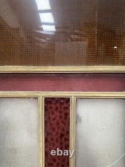 Double portes de passage en verre et sapin patiné XX siècle