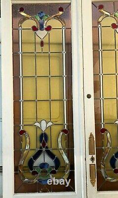 Double portes de passage en vitrail Art Déco XX siècle