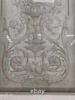 Double portes de séparation en verre gravé XX siècle