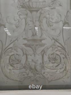 Double portes de séparation en verre gravé XX siècle