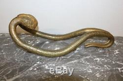 Énorme poignée de porte de pharmacie en bronze aux serpents
