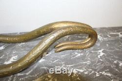 Énorme poignée de porte de pharmacie en bronze aux serpents